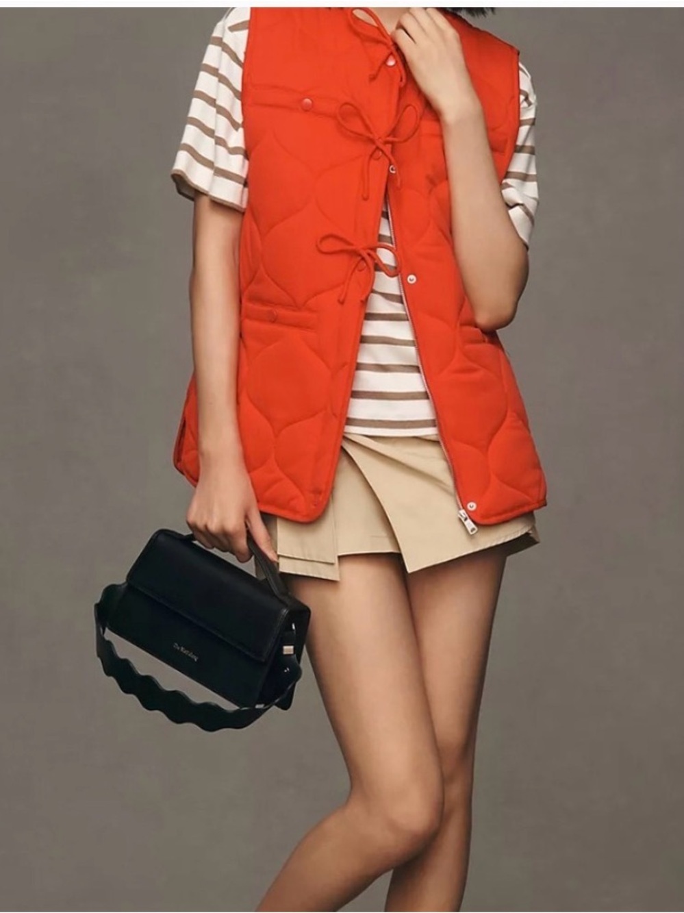 Avec Les Filles Red Quilted Tie-Front Vest